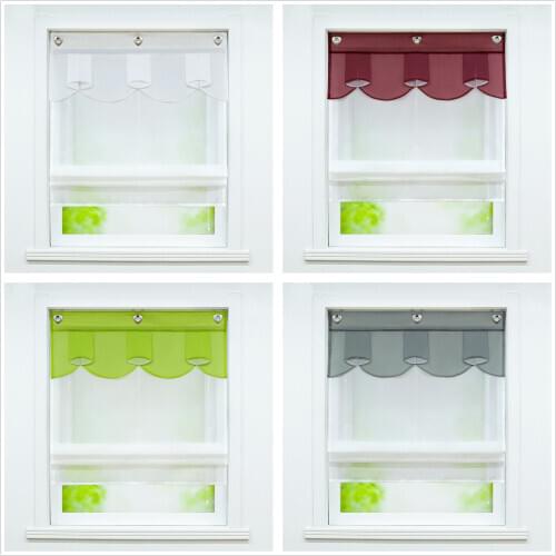 5 Colors Roman Curtain Sheer Window Tulle Curtain For Kitchen Living Room Voile Screening Panel with U-Shape Hooks