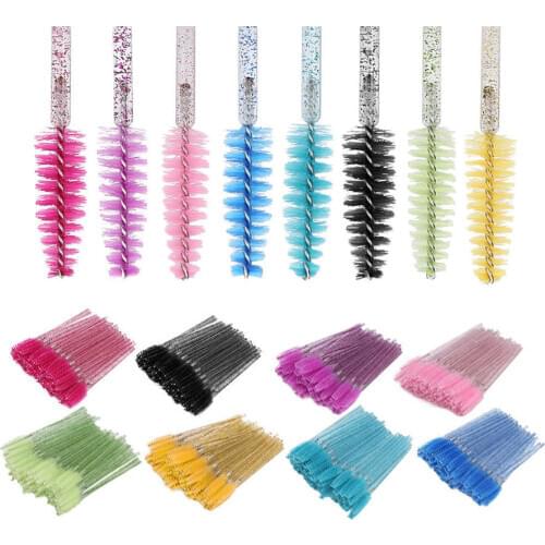 50pcs Nylon Makeup Brush Mascara Wands Eyelash Eyebrow Disposable Portable Brush Makeup Brushes