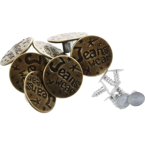 7PCS Letters Pattern Lock Inside No Sew Jeans Tack Buttons 20mm Dia