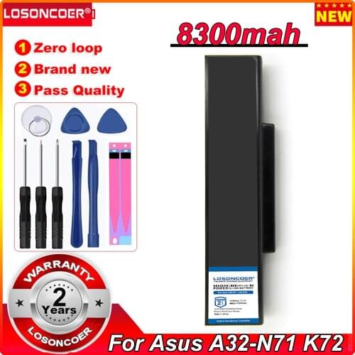 8300mAh Laptop Battery A32-N71 A32-K72 For Asus K72 K72F K72D K72DR K73 K73SV K73S K73E N73SV X72 X73 N71 N73SV X77JA 6 Cells