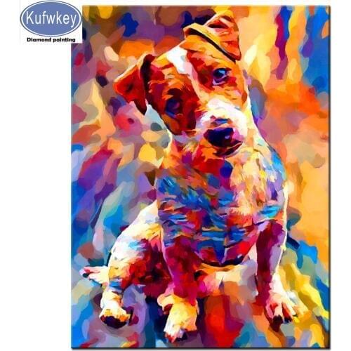 5d Diy Diamond Paintings Jack Russell Terrier Dog 3d Diamond Pattern Picture Needlework cute pet Mosaic decor wall painting new