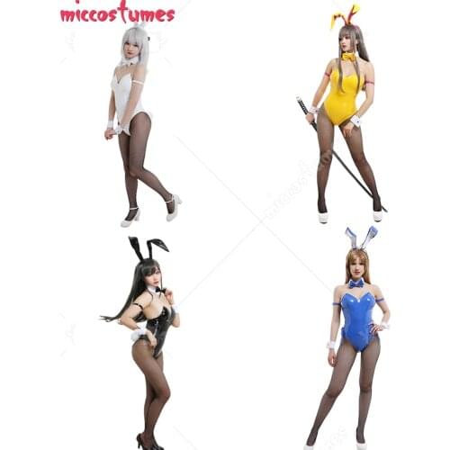 Belldandy Bunny Girl One-Piece Leather Zentai Bodysuit Jumpsuit Cosplay Costume Outfits with Bunny Ear Hair Band and Collar