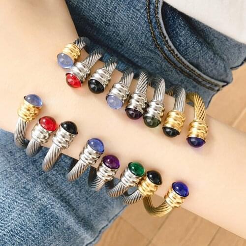 Stainless Steel Bracelets Bangles Jewelry Silver Gold Plated Crystal Cuff Bangle Bracelet Wrist Bracelet Jewelry for Women