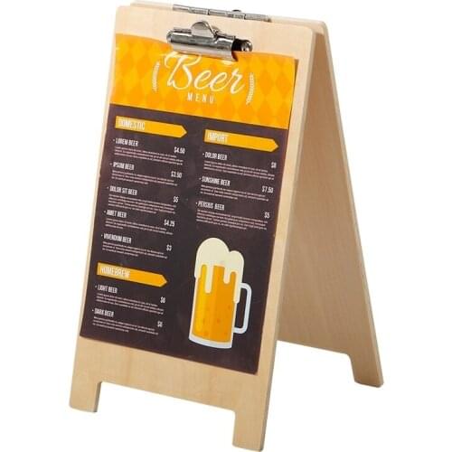 Restaurant Wooden Menu List Price Tag Sign Holder A5 Double Side Display Rack Clip