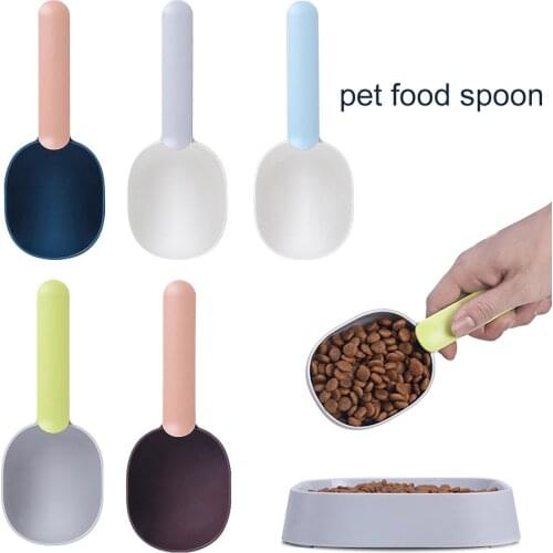 Pet Food Spoon Multifunctional Dog Food Spoon Pet Feeding Spoon with Sealed Bag Clip Creative Measuring Cup Curved Design