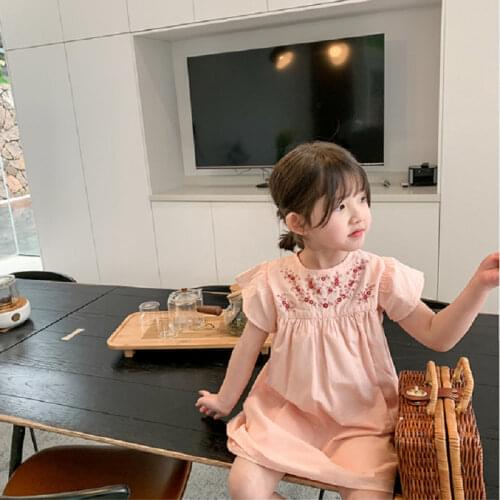 Girls' Embroidered Elegant Dress Princess Dress Summer New Childrens Clothing