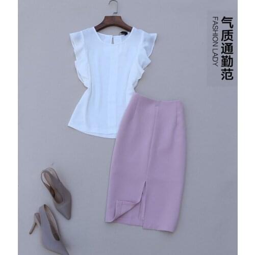 Suit womens summer dress new fashion slim temperament wild small shirt suit skirt high waist skirt chiffon shirt two-piece suit