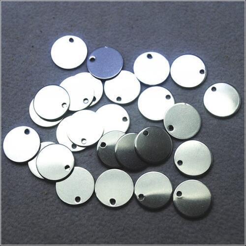 100pcs Stainless steel pendants small necklace pendants round shape for women bracelet end making accessories size 12mm