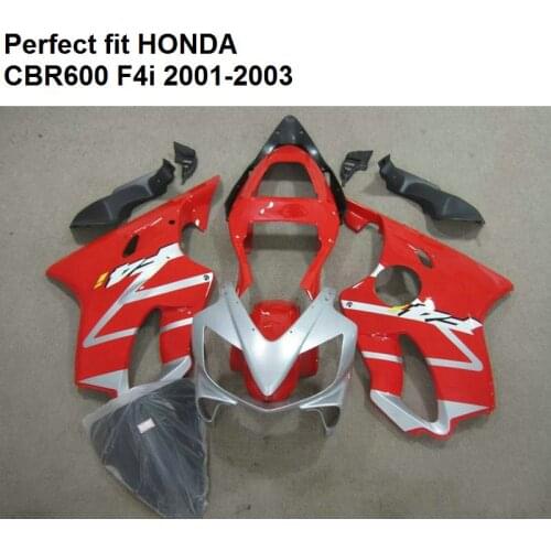 Injection molding fairing for Honda CBR 600 F4i 01 02 03 red silver fairings kit CBR600 F4i 2001 2002 2003 CV06