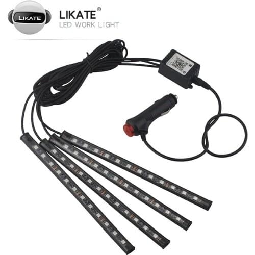 LKT Flexible Car Atmosphere Lamps App Sound Control RGB Mode Colorful Auto Interior Ambient Light Decorative Lamp