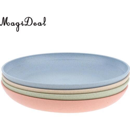 MagiDeal 4 Pieces Outdoor Tableware Dinner Plates Dishes Food Snacks Container Tray Home Kitchen Dinnerware Set