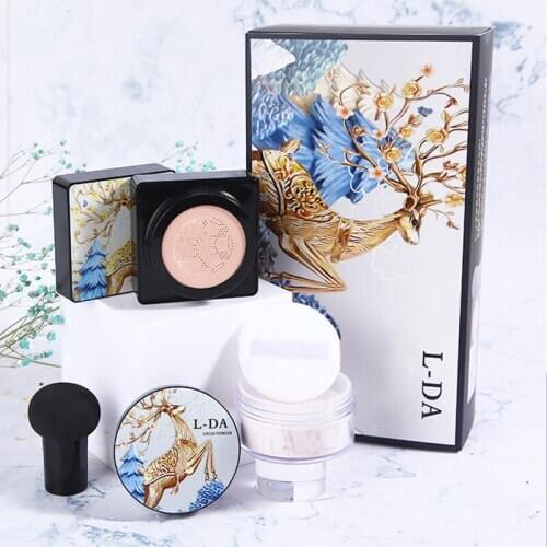 Air Cushion Mushroom Head CC Cream Concealer Loose Powder Makeup Kit Dark Spots Redness Concealing Foundation Makeup 2 Colors