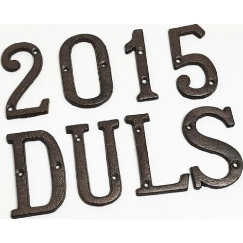 Metal Digital Arabic Numbers Cast Iron House Sign Door Plate DIY 0-9 A-Z Cafe Wall Courtyard Decor Creative Address Door Numbers