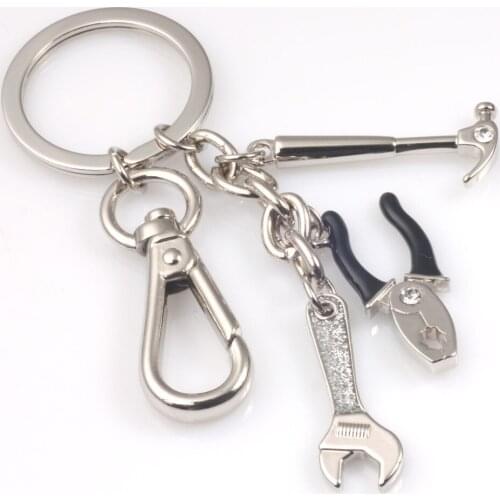 Fashion Exquisite Tool Combination Keychain Creative Vise Spanner Hammer Keyring Wrench Key Chain Ring Keyfob Accessories