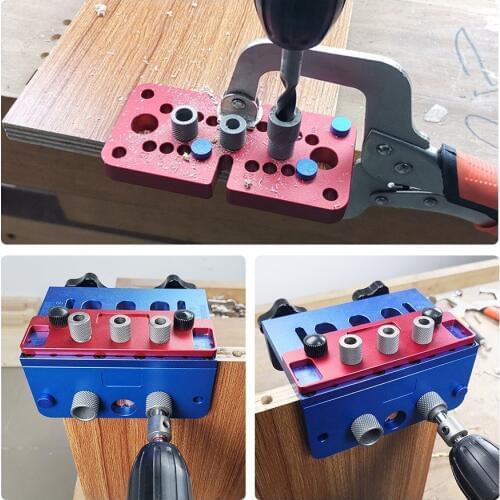 Woodworking Dowel Jig Kit Drilling Locator 3-in-1 Hole Jig System Hole Puncher Punch Locator Doweling Jig Set Woodworking Drill