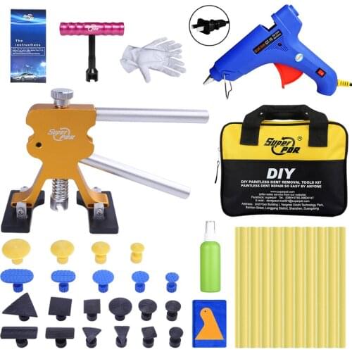 Super PDR Paintless Dent Removal Tools Kit For Car Dent Pullers Suction Cups Pulling Bridge Tools For Repairing Ferramentas Bag