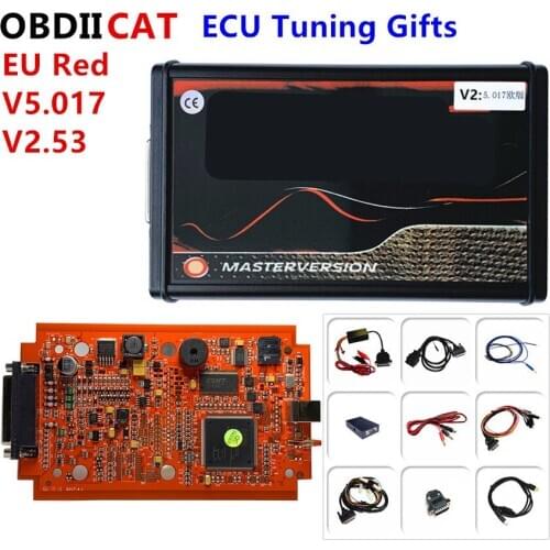 Newest Online Red V2.53 KE V5.017 V2 KT V7.020 V2.25 4LED No Token OBD2 Manager KG KE ECU Upgrade Programmer