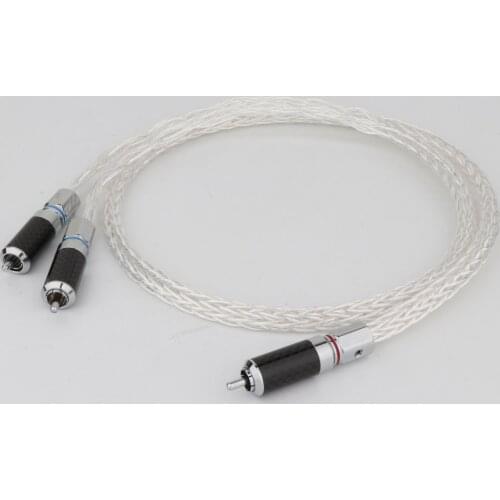 New 1piece OCC 8AG Silver plated Audio cable RCA to RCA Interconnect RCA cable splitter to 2RCA