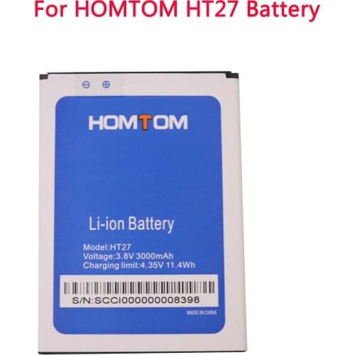 100% New 3000mAh Battery For HOMTOM HT27 Battery For HOMTOM HT27 Bateria Accumulator Replacement Cell Phone Batteries