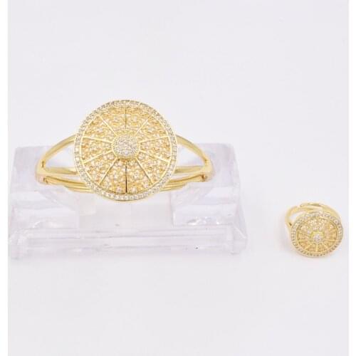 NEW High Quality Ltaly 750 Gold color Jewelry Set For Women african beads fashion Bracelet Ring jewelry