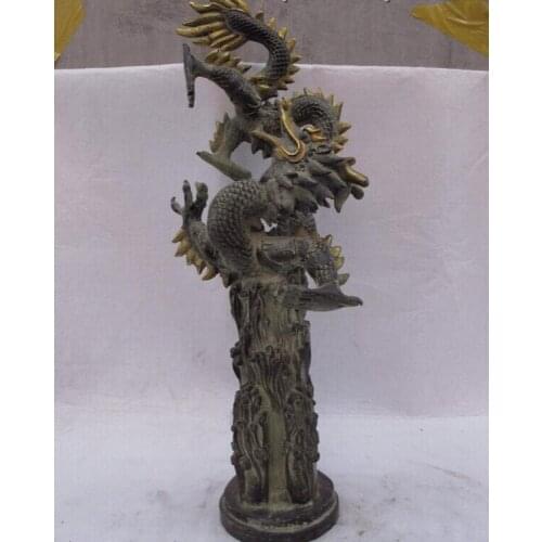 Song voge gem S0810 China Folk classical Copper Bronze Feng Shui Lucky Auspicious Dragon Art Statue