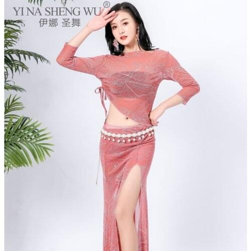 Practice Clothes Adult Belly Dance Sexy Top Long Skirt Suit Female New Oriental Indian Dance Training Group Performance Clothing