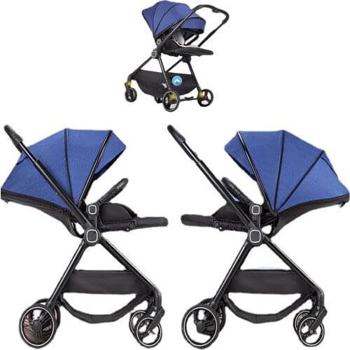 Baby Carriage Four Wheels Baby Stroller Infant Baby Cart Portable Travel Baby Bassinet Can Sit Lie Reversible Push Wheelchair