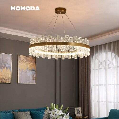 Luxury LED Chandeliers Lighting Modern Round Glass Stainless Steel Rectangle Pendant Hanging Lamps Bedroom Living Room Lights