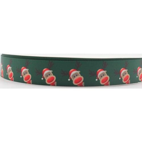 Christmas Theme Elk Print Grosgrain Ribbon 16mm-75mm 10/25/50 Size Wedding Decoration Ribbon Diy Craft Ribbon
