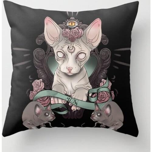 Sphynx Dark Decorative Pillowcases Cotton Linen Throw Pillow Case Home Sofa Decor Pillowcase