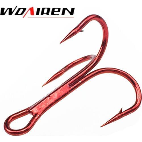 20pcs/lot Super Sharp Barbed Hook Treble Fishing Hooks 4/6/8# High Carbon Steel 82MN Treble Hooks Fishing Tackle Fishhooks