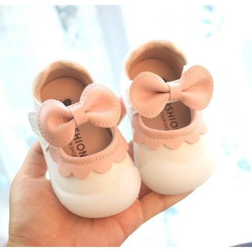 2020 Bowknot Baby Girl Walking Shoes Spring And Autumn Baby Princess 0-1-2 Soft Soled Shoes Little Girl Single Shoes Children