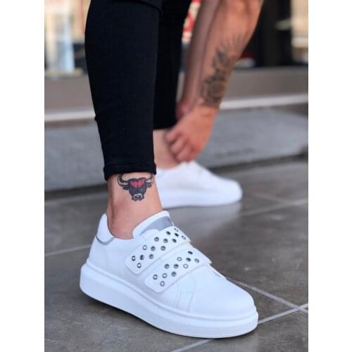 BA0136 Boa Reflektörlü White Velcro Thick Bottom Men Shoes
