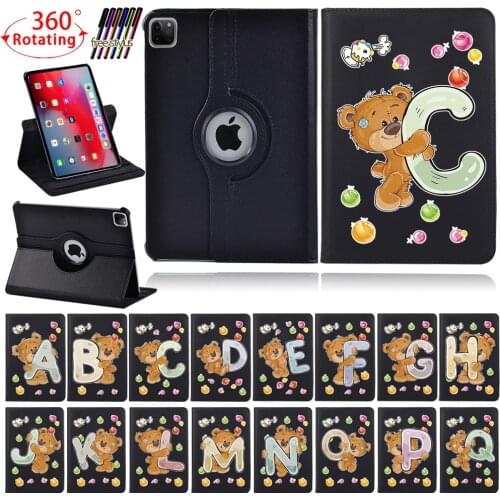 360 Rotating Tablet Case for Apple IPad Air 1/2/Air (3rd Gen) 2019/Air (4th Gen) 2020 26 Letter Series Protective Case+ Stylus