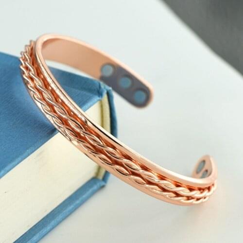Jewelry Twist Magnetic Health Bracelet Green Copper Rose Gold Bracelet Ladies Open Bracelet for Women