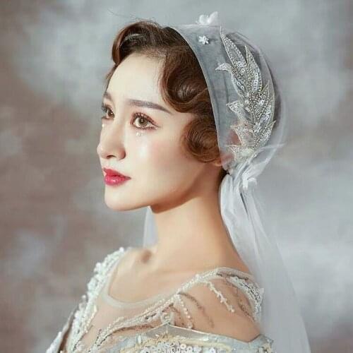 Series Sweet Handmade Sequined Veil Wedding Style Headwear Three-dimensional Flower Fairy Beautiful Photo Accessories