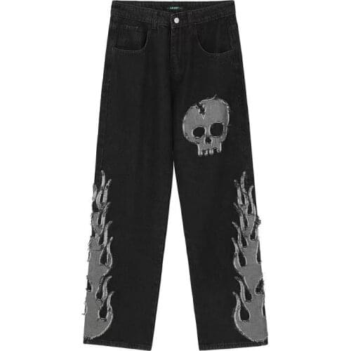 Wash Jeans Womens Spring 2021 New High Waist Trendy Straight Tube Wide Leg Skeleton Denim Pants