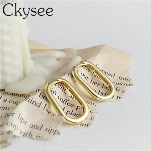 New Design 925 Sterling Silver Earrings Geometric Oval Earrings For Women Fashion Simple Earrings Daily All-Match Charm Fine Jew