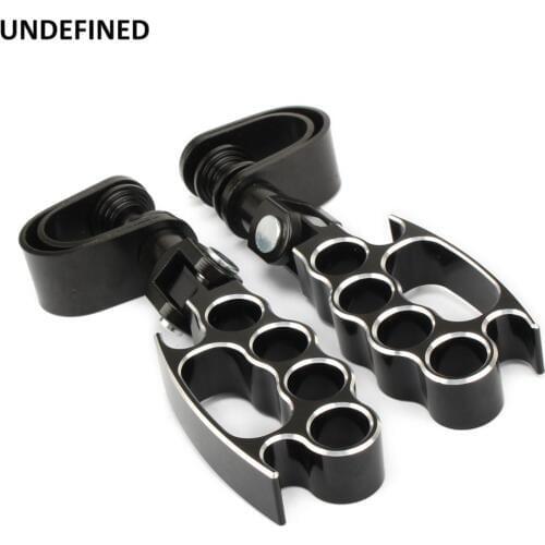 1-1.25'' Motorcycle Flying Knuckle Foot Pegs Highway Engine Crash Bar Guard w/Clamp Footrest Mount For Harley Chopper Bobber