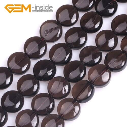10mm 12mm 14mm Free Shipping ! Natural Smoky Quartzs Coin Beads For Jewelry Making 15 Inches DIY Necklace Gifts Wholesale