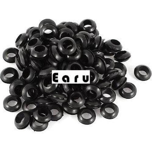 100pcs Blakc Rubber Wiring Grommets Ring Cable Protector 5mm Dia