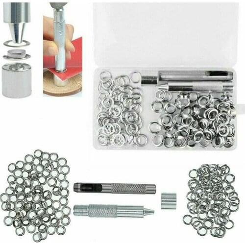 100pcs Copper DIY Sewing Eyelets Set Washer + Installation Tools + Storage Box Craft Making Garment Eyelets 12mm