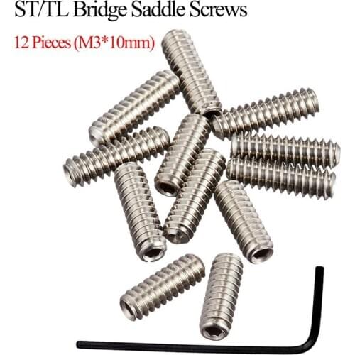 12 Pcs Electric Bass Bridge Tailpiece Saddle Height Adjustment Screws With Hexagon Wrench For Electric Guitar Parts