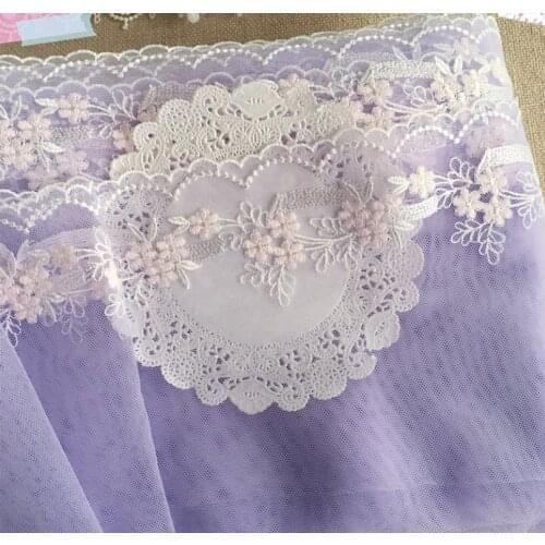 2 Colors Lace Trim Lovely Flowers Embroidered Tulle Lace 7" Wide Doll Dress Underwear Costume DIY Craft Supplies 2 Yards