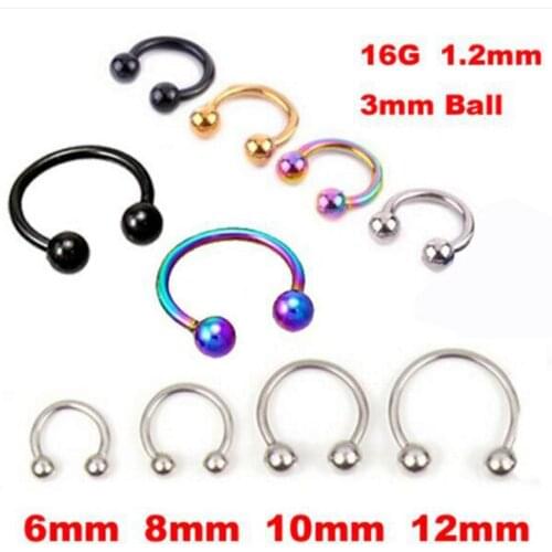 2Piece Free shipping Nose Rings Circular Barbells Horseshoe Nose Ring Lip BCR Body Piercing Jewelry CBR Tragus Helix Earring