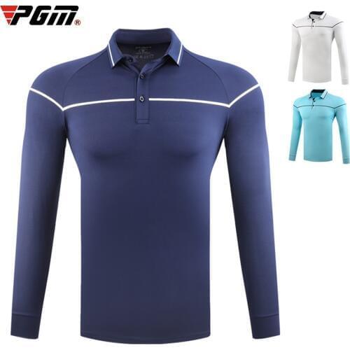2020 New PGM Autumn and Winter Golf Sportswear Mens Long Sleeve T-Shirt Breathable Warm Button Lapel Golf Sports Shirts tops