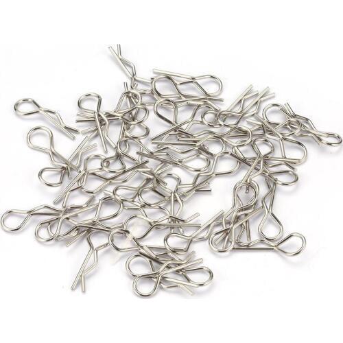 50pcs Stainless Steel Body Clips Shell Cover Pin Bend for 1/10 RC Car Remote Control Toys Hsp Redcat Exceed Spare Parts