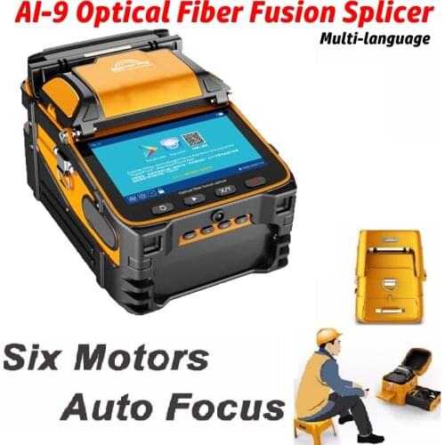 AI-9 Multi-language Optical Fiber Fusion Splicer FTTH Fiber Splicing Machine Built-in Optical Power Meter VFL