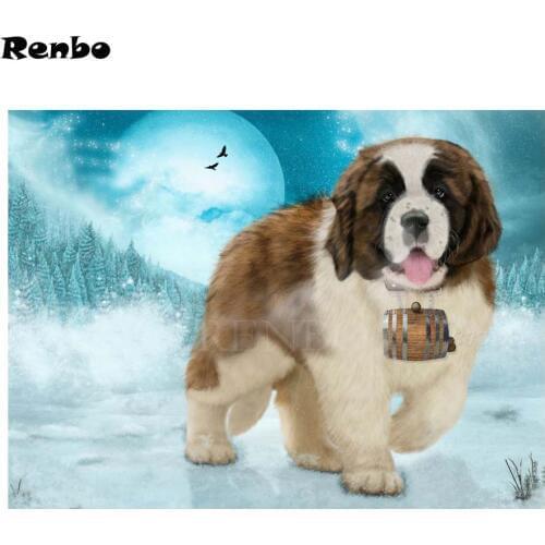 DIY Diamond Embroidery Pet Dog Diamond Painting Cross Stitch "Saint Bernard Dog" 5D Square Rhinestone Mosaic crafts B308
