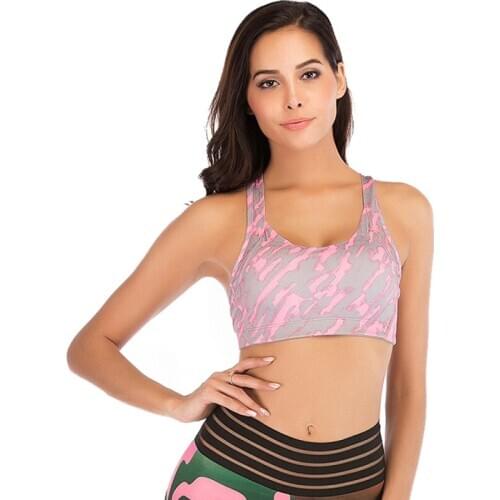 LEINTA Bra Fitness Running Underwear Padded Crop Tops Underwear No Wire-rim Bras Female Camouflage Pattern Gathers Bra